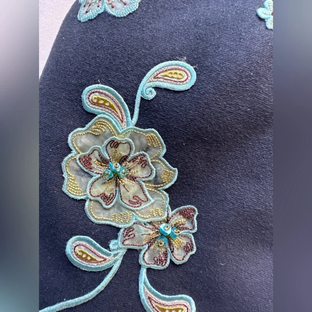 Handmade Upcycled Floral Embroidered Dog Sweater | Small Dog | One of a Kind